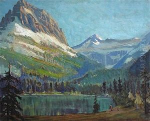 Indian Encampment Near An Alpine Lake