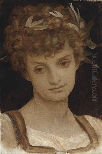 Study Of A Girl's Head, Wreathed In Laurel - view 1