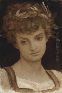 Study Of A Girl's Head, Wreathed In Laurel