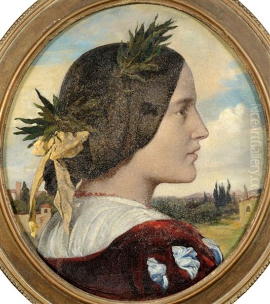 Portrait Of Mrs Sutherland Orr, Sister Of Lord Leighton, In Profile, Wearing Classical Dress - view 1