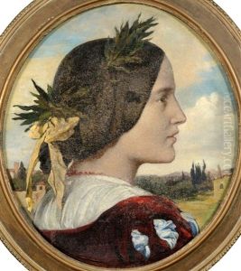 Portrait Of Mrs Sutherland Orr, Sister Of Lord Leighton, In Profile, Wearing Classical Dress by Lord Frederick Leighton