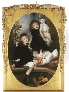 Portrait Of Ida, Adrian And Frederic Marryat by Lord Frederick Leighton