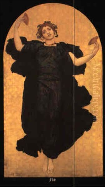 A Dancing Girl With Cymbals In A Green Robe - view 1