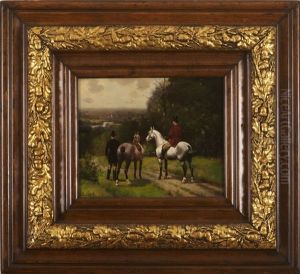 Equestrians Overlooking A Village In A Pastoral Landscape Equestrians Overlooking A Village In A Pastoral Landscape