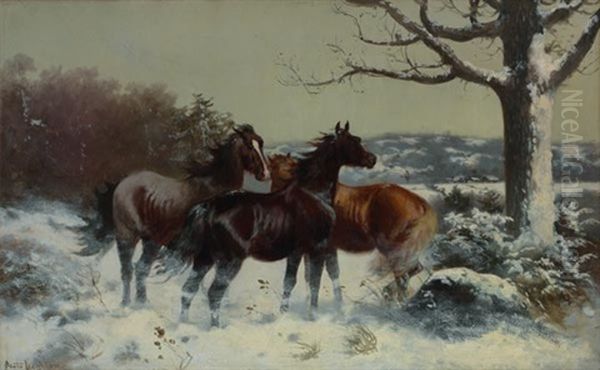Horses In Winter - view 1
