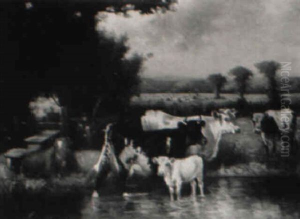 Cows By A Brook - view 1