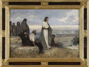 Jesus Mit Seinen Jungern Auf Den Hugeln Vor Jerusalem by Anton Robert Leinweber
