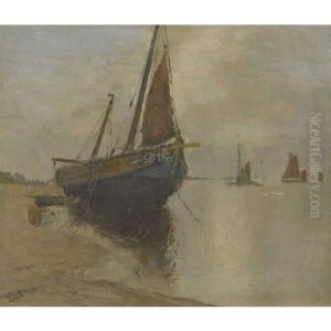 Strandpartie Mit Segelschiffen by Karl Leipold