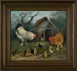 Scene Of A Hen And Chicks