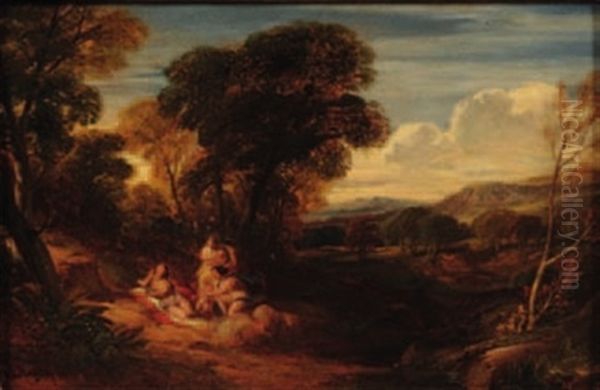 Group Of Classical Figures In An Extensive Upland Landscape - view 1