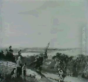 An Extensive View Of An Estuary With A Shepherd Boy         And His Dog