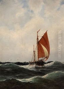 Fischerboot Auf Bewegter See by Heinrich Leitner