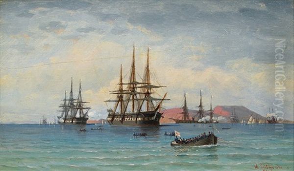English Frigates On The Mediterranean Sea - view 1