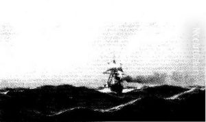 Norwegischer Kustendampfer Bei Hoher See by Heinrich Leitner
