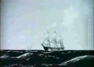 Franzosisches Linienschiff Bei Teneriffa by Heinrich Leitner