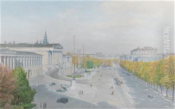 Ringstrase With Parliament And Burgtheater - view 1