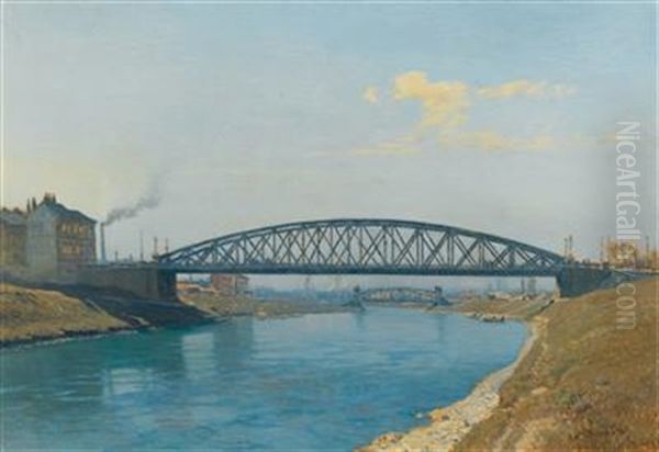 Der Donaukanal Mit Heiligenstadter Brucke Und Doblinger Steg - view 1