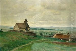Hugelige Landschaft Mit Kircherl by Thomas Leitner