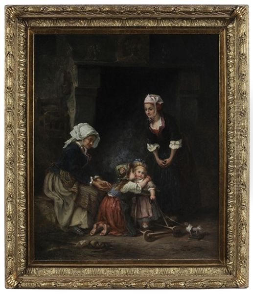 Family Group Encouraging A Toddler - view 1
