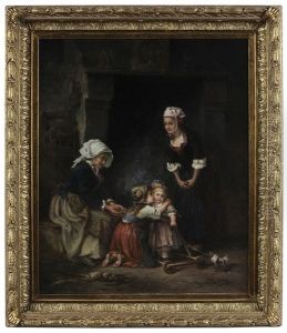 Family Group Encouraging A Toddler