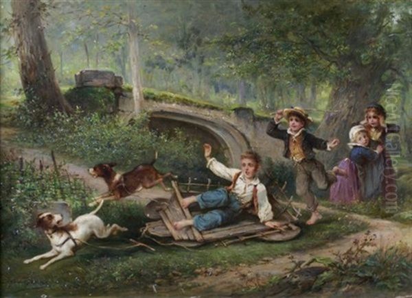 Children And Dogs Playing - view 1
