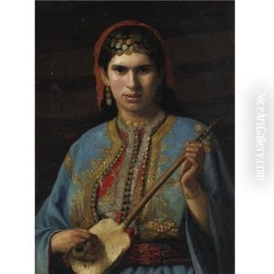 Girl With Mandolin by Henry Leland