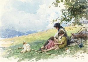 A Moment's Rest by Achille Beltrame