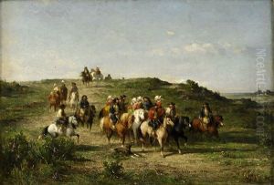 Ryttarsallskap by Adolphe Pierre Leleux