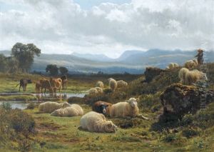 Idyllische Heuernte Beim Saleve by Armand Hubert Simon Leleux