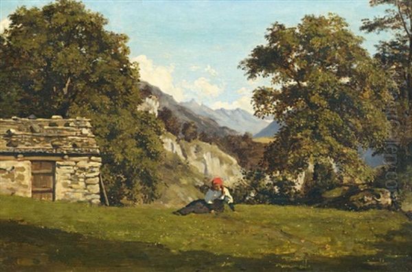 Paysanne Dans Un Paysage De Montagnes - view 1