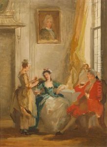 Interieurszene by Louise-Emilie Leleux-Girard