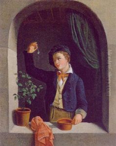 Bildnis Eines Knaben Beim Seifenblasen by Adriaen de Lelie