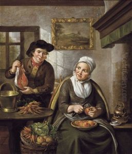 Scene Domestique by Jan Adriaan Antonie de Lelie