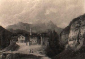 Paesaggio Montano Con Veduta Di Paese Paesaggio Montano Con Veduta Di Paese