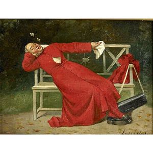 A Sleeping Cleric With Butterflies by Alexandre-Louis Leloir