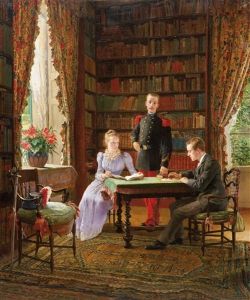 Private Bibliothek Mit Sitzendem Paar Und Franzosischem Offizier Private Bibliothek Mit Sitzendem Paar Und Franzosischem Offizier