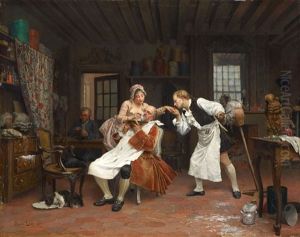 At The Barber by Maurice Leloir