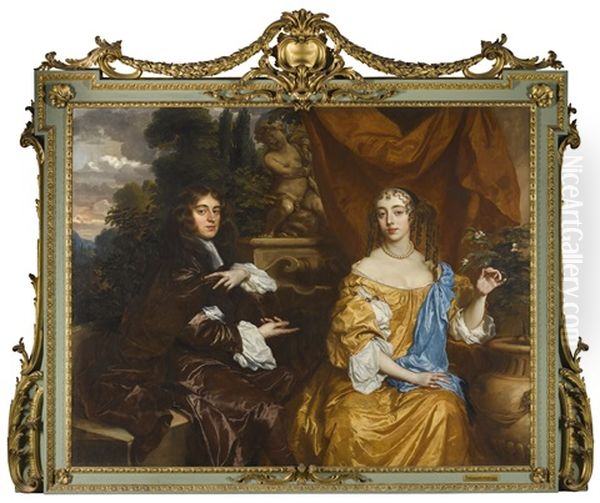 Double Portrait Of Henry Hyde, Viscount Cornbury, Later 2nd Earl Of Clarendon (1688-1709) And His Wife, Theodosia Capel, Viscountess Cornbury - view 1