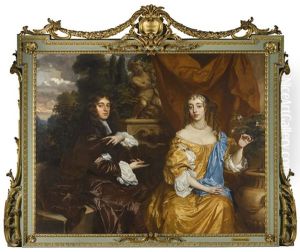 Double Portrait Of Henry Hyde, Viscount Cornbury, Later 2nd Earl Of Clarendon (1688-1709) And His Wife, Theodosia Capel, Viscountess Cornbury by Sir Peter Lely