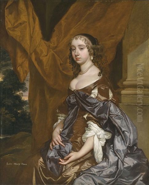 Portrait Of Lady Mary Fane, Later Countess Of Exeter (1639-1681), Three-quarter-length, In A Brown Dress And Purple Shawl - view 1