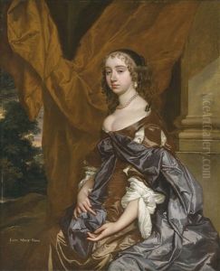 Portrait Of Lady Mary Fane, Later Countess Of Exeter (1639-1681), Three-quarter-length, In A Brown Dress And Purple Shawl