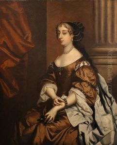 Portrait Of Lady Mordaunt Three-quarter Length In Front Of A Column Portrait Of Lady Mordaunt Three-quarter Length In Front Of A Column