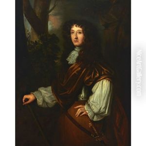 Portrait Of A Gentleman Poised On His Sword In The Woods