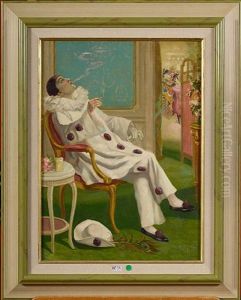 Pierrot A La Cigarette by Henri Lemaire