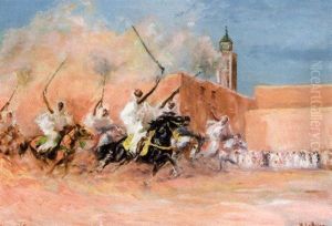 Fantasia Devant Les Remparts De Meknes by Henri Lemaire