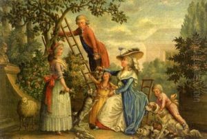 La Cueillette Des Pommes (+ Les Oisillons Presentes; 2 Works, 1 Signed) by Jacques Francois Lemaire