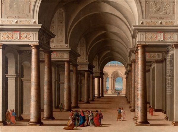 Architecture Classique Avec Le Christ Et La Femme Adultere - view 1