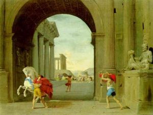 A Capriccio Of A Classical Triumphal Arch And Temples With Alexander And Diogenes