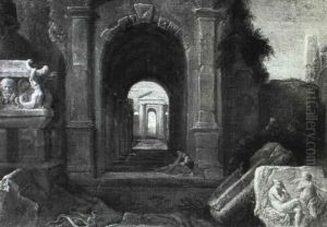 Prospettiva Archittetonica Con Rovine E Figure Prospettiva Archittetonica Con Rovine E Figure