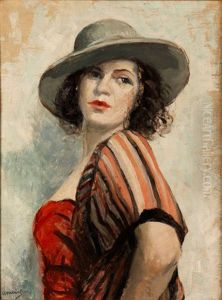 Portrait Einer Dame Mit Hut Portrait Einer Dame Mit Hut